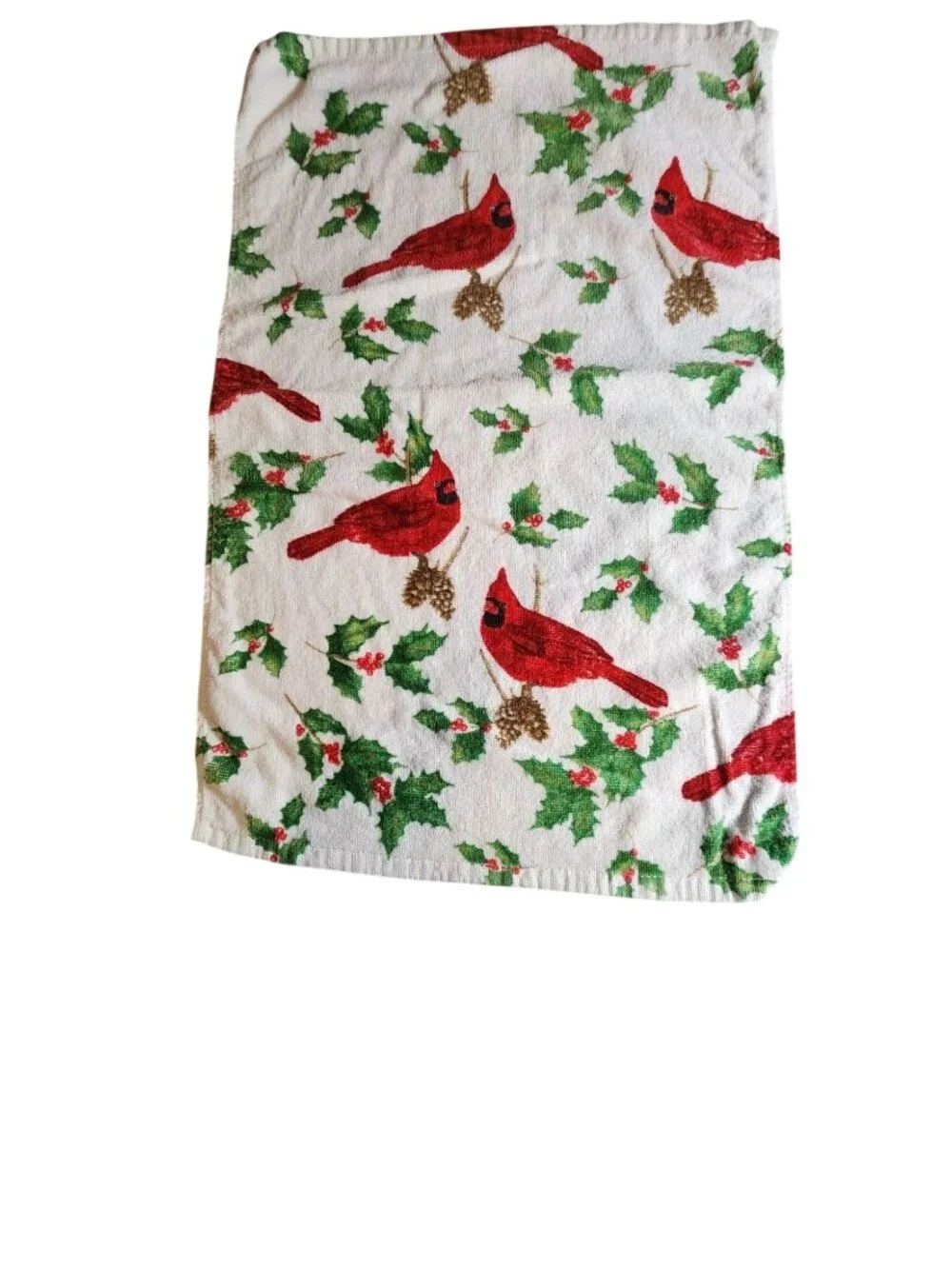 Christmas Hand Towels Set of 3 Cardinals Trees Cotton Cottagecore Holiday Decor